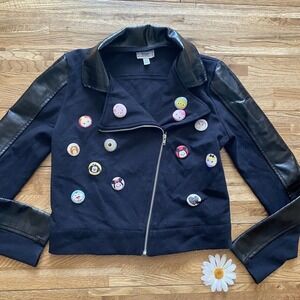 Disney Tsum Tsum Moto Jacket Black‎ Biker Jacket Girl Size M 10/12